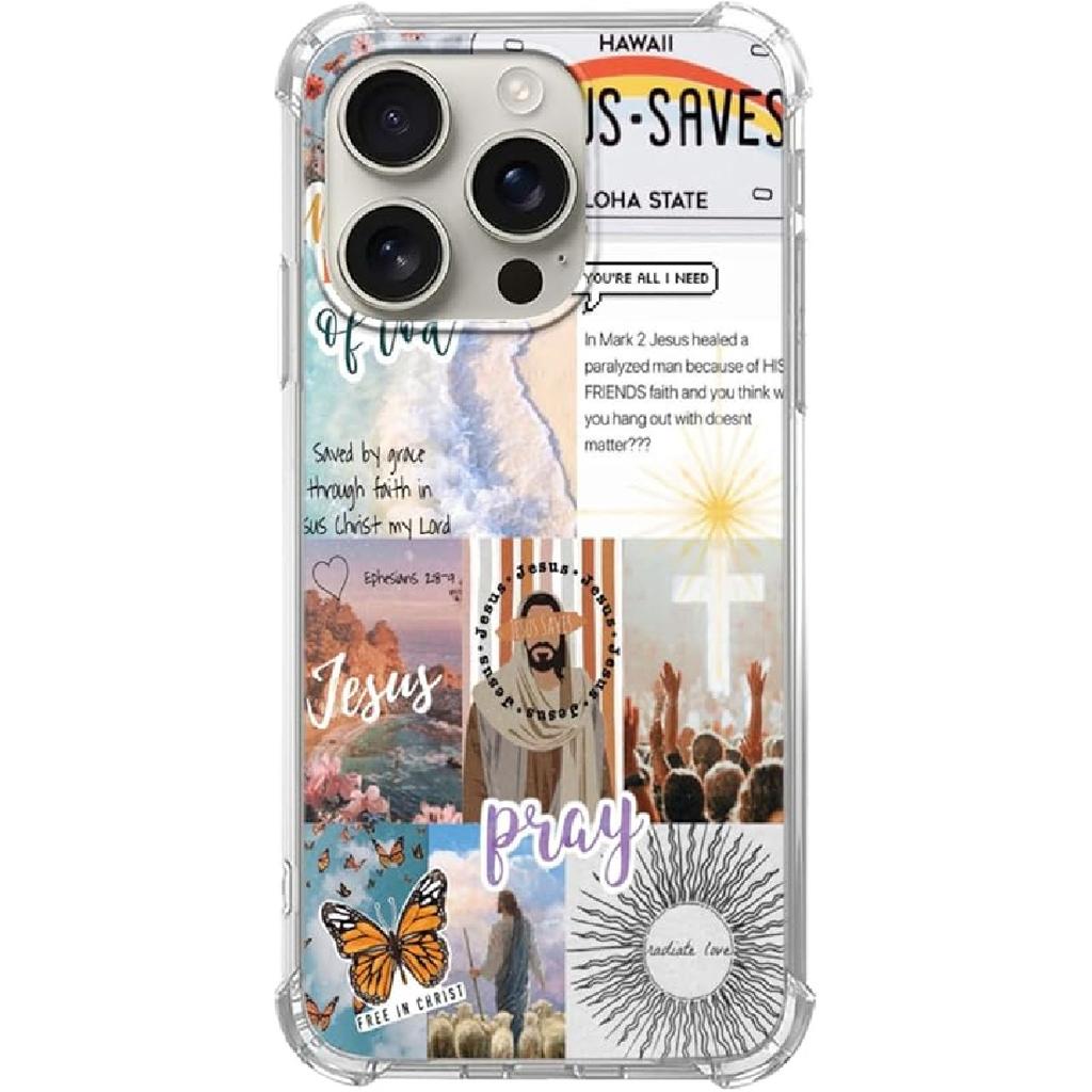 Vintage Celestial Sun Moon Star Pattern Collage Phone Case for iPhone 16 Pro, Aesthetic Space Planet Star Case for Teens Women Men for iPhone 16 Pro,