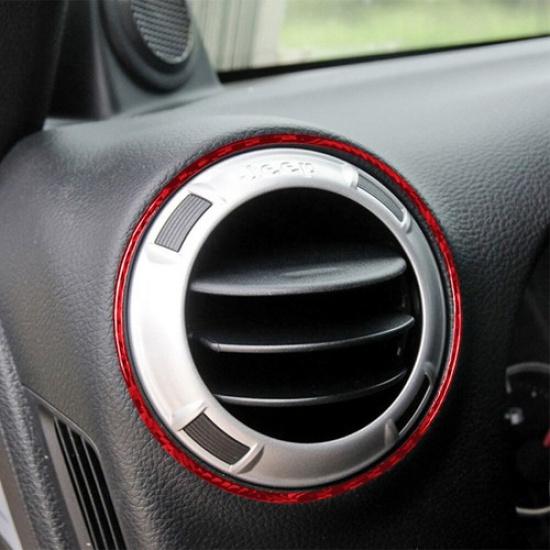 2Pcs For Jeep Wrangler JK 2011-17 Red Carbon Fiber Dashboard Air Vent Cover Trim