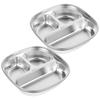 2pcs 304 Stainless Steel Divided Plates Tray For Kids Picnics