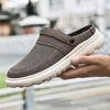 2026 Summer Mesh Slides Sandals Men Open Back Casual Shoes Mules Leather Backless Loafers Slippers Half Shoes Slip On Flats