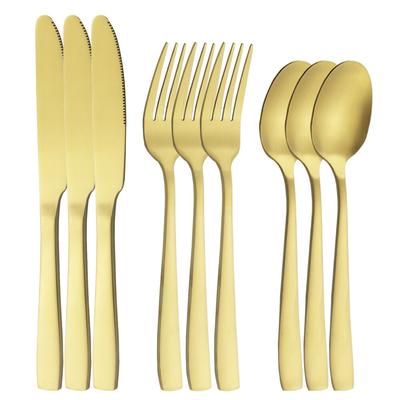 9 teile/satz Gold Geschirr Edelstahl Besteck Set Abendessen Messer Gabel Löffel Sliverware Küche Geschirr Set