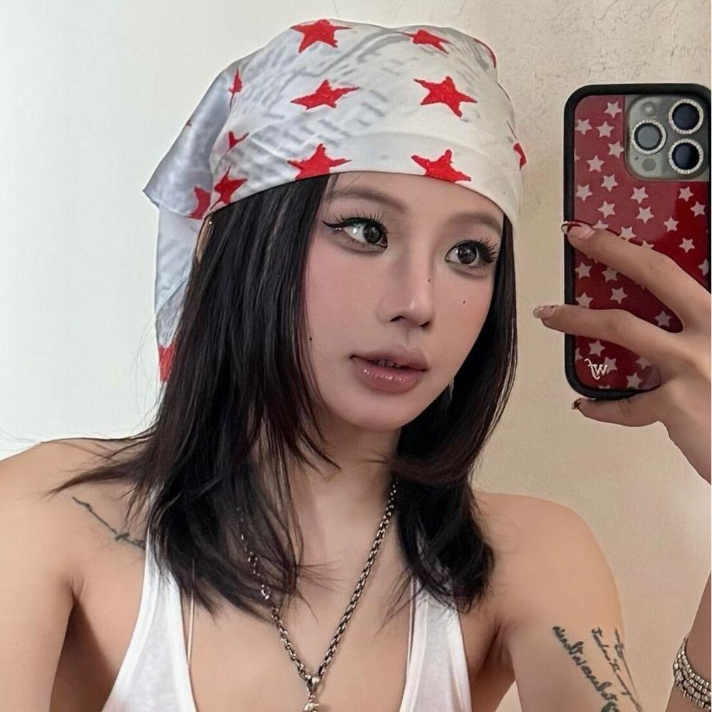 Star Leopard Print Headscarf All-match Punk Bandana Retro Y2k Print Turban  Spice Girls