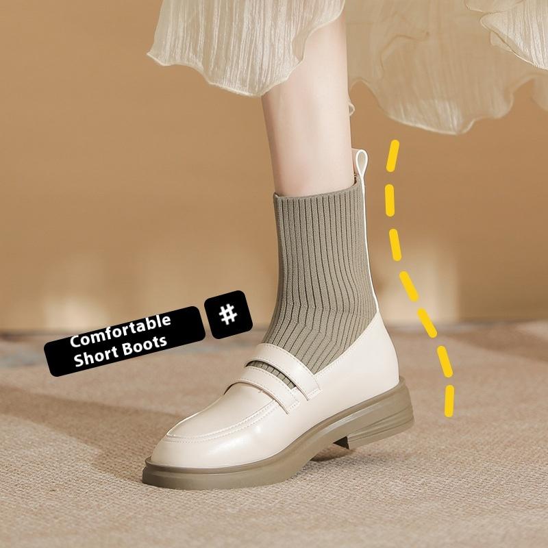 Flat Ankle Boots Autumn and Winter Socks Boots for Women All-match Knitted Stretch Boots