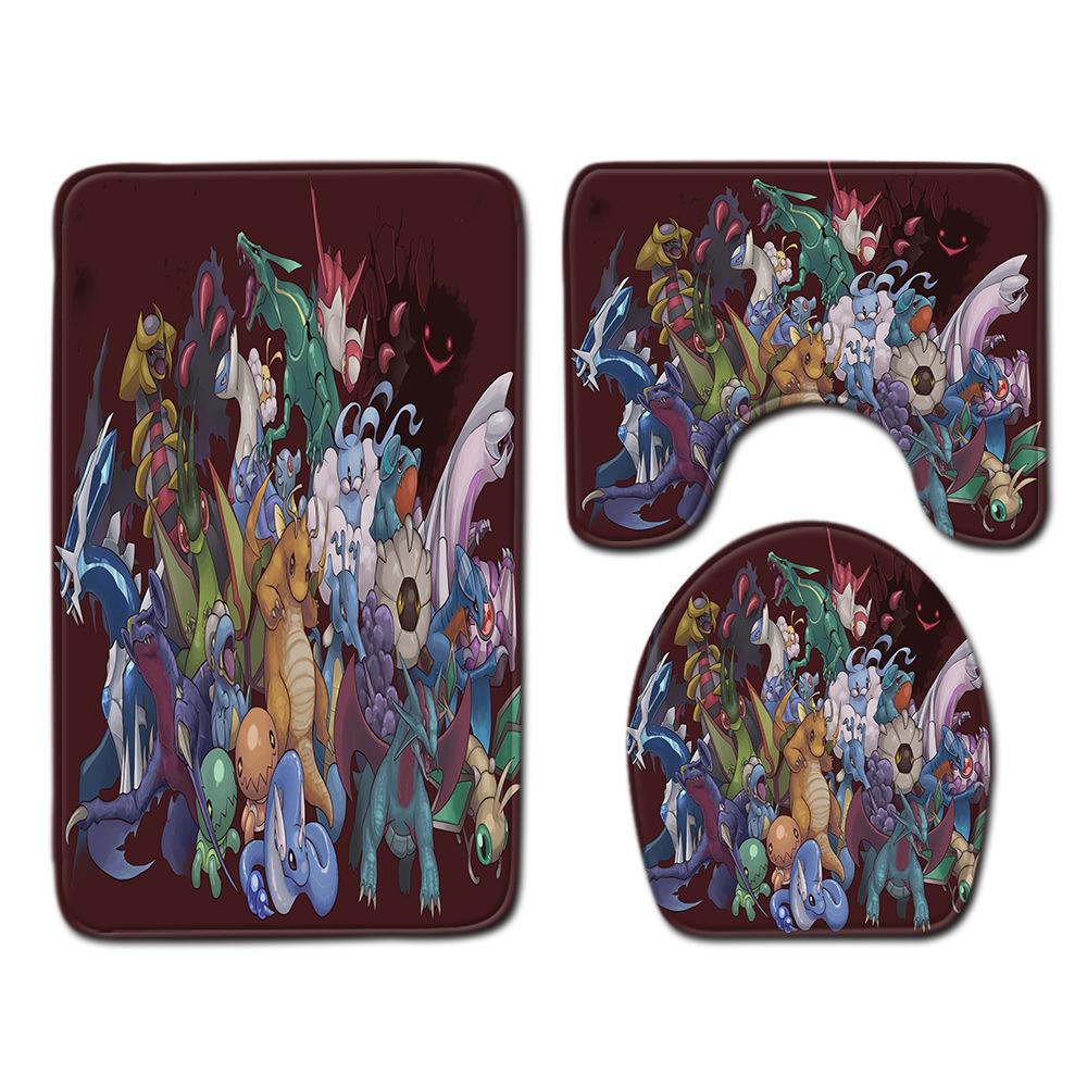 

Анимация Коврик для ванной комнаты Трехкомпонентный ковер для ванной комнаты Набор ковриков для туалета Придверный коврик Нескользящий коврик для ванной комнаты 45cmx75cm