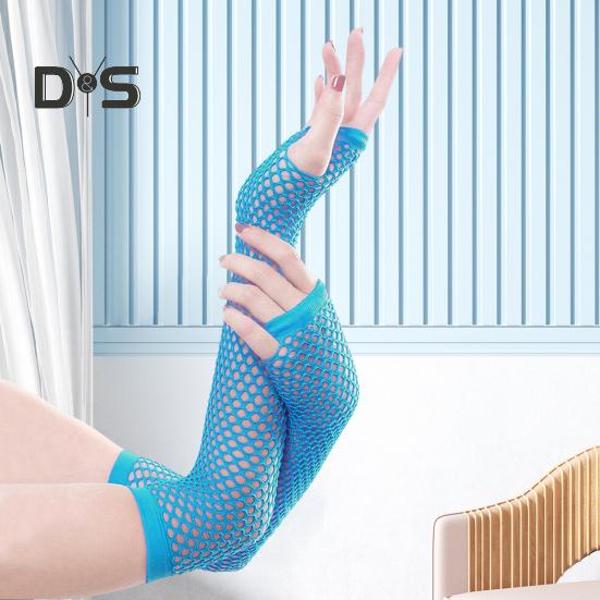1 Pair Performance Gloves Hollow Out Fishnet Thin High Elasticity Fingerless Thin See-through Cosplay Club Party Festivals Gloves