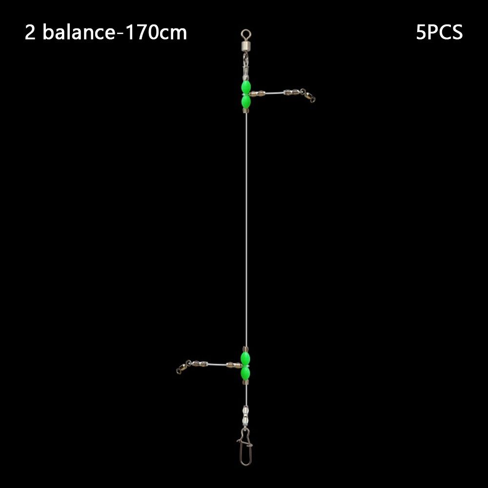 5PCS Night Glow Fishing Leader Line Sea Fishing Balance with Swivels Snaps Fishing Wire Leader 360Degree Rotating Fishing Tackle