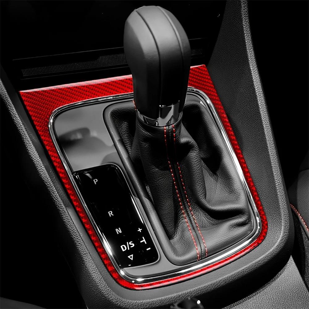 Echter Weicher Karbonfaser-Aufkleber Auto Schaltknauf Rahmen Panel Verkleidung Innenzubehör Für Seat Leon MK3 2013 2014 2015 LHD RHD