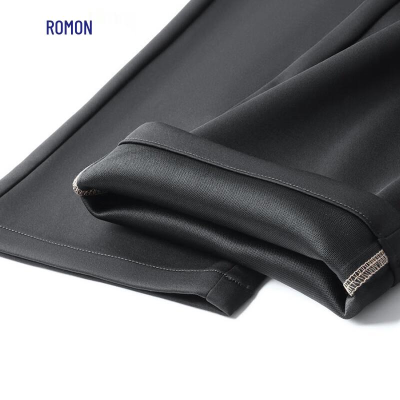 ROMON Men's Silk Blend Fleece-Lined Business Casual Trousers