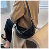 Women's Faux Leather Crescent Bag, Soft Dumpling Shoulder Crossbody Purse, Zipper Closure Handbag for Daily Use