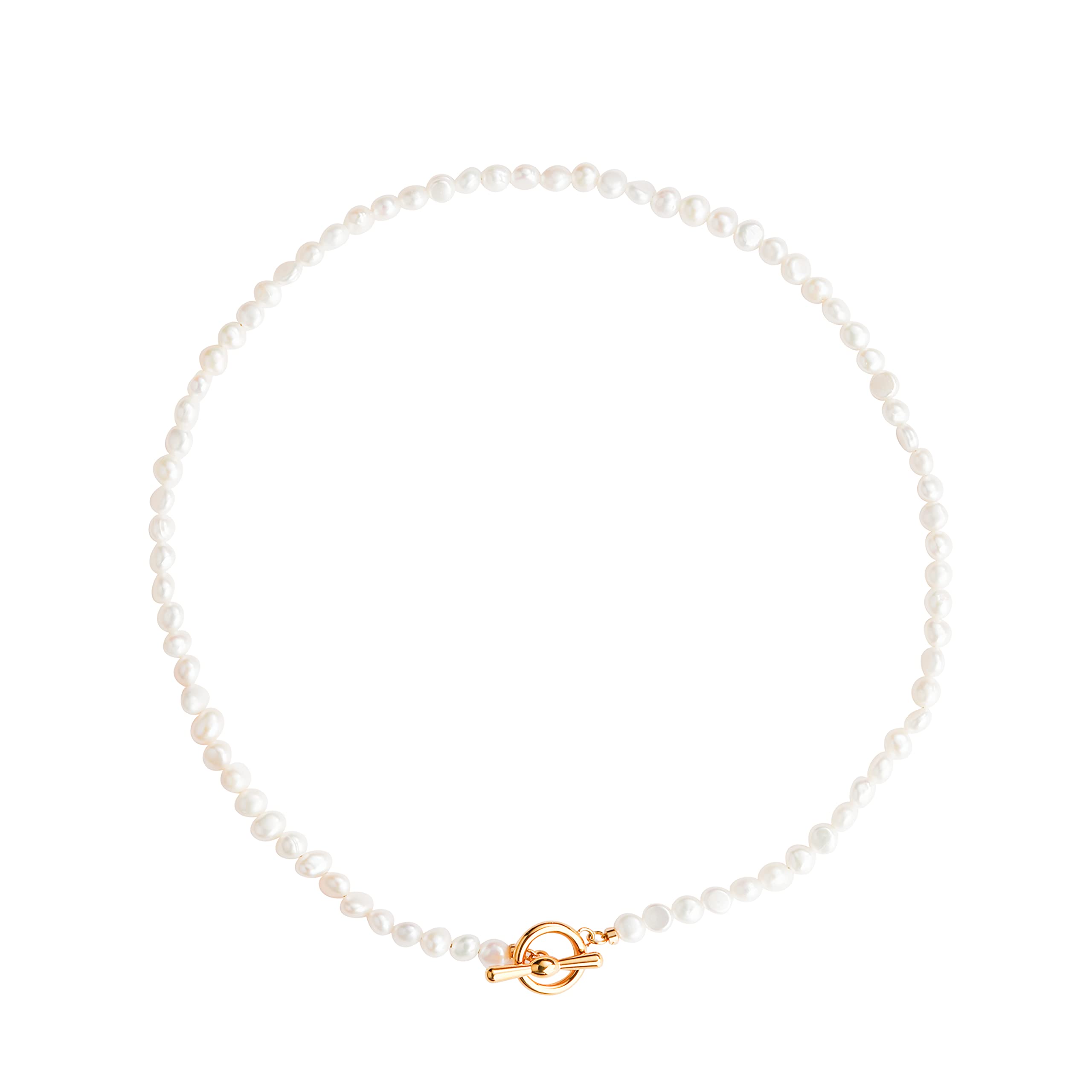 [Yooping] Baroque Pearl Necklace: A delicate bead necklace made of original design natural freshwater pearls strung together. Toggle clasp necklace.