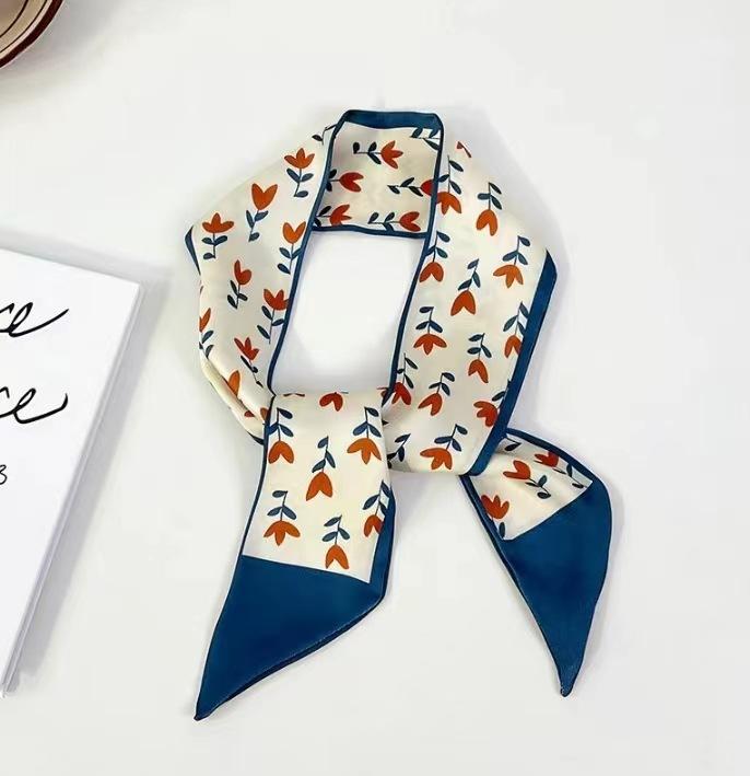 Scarf di Seta Serie Colore Khaki Nude di Alta Qualità, Fascia per Capelli, Nastro Legato sui Capelli, Fiocco Lungo, Nastri di Raso Vintage, Accessori per Capelli
