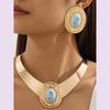 Women's Trendy Irregular Circle Stud Earrings & Choker Jewelry Set
