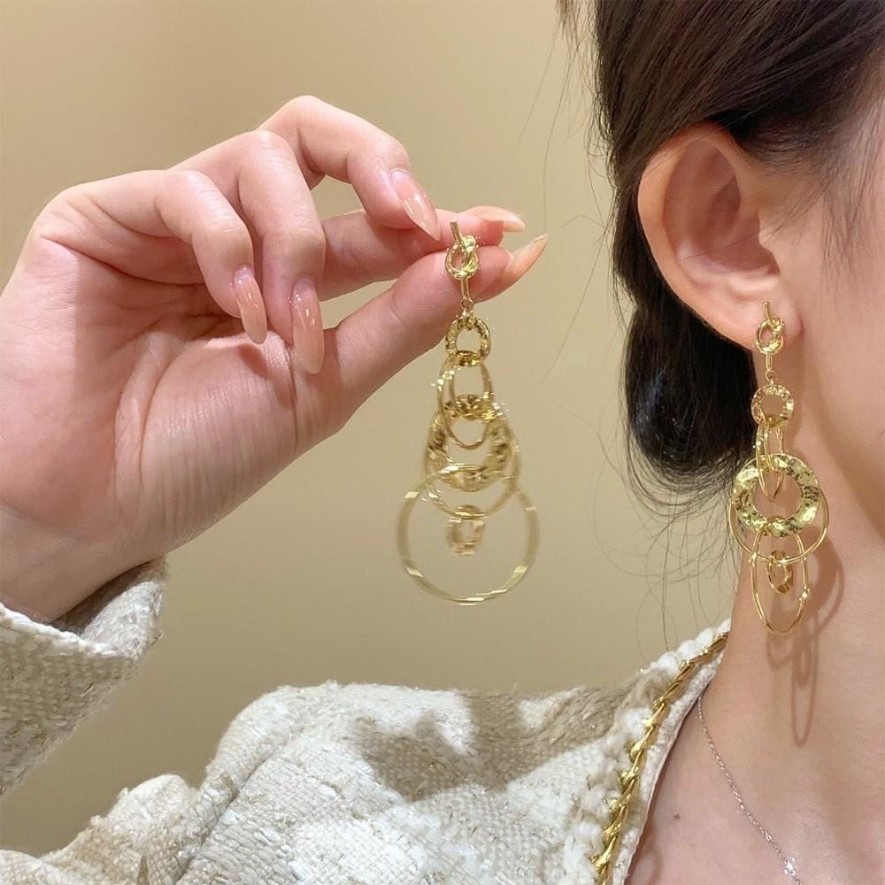 Multi-layers Pendant Earrings Long Chain Dangle Earrings Creative Ear Accessories  Date Night
