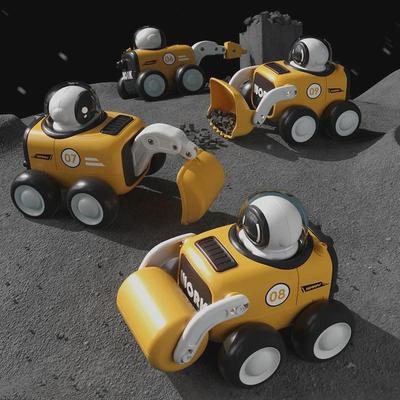 Astronot Düdüklü Eylemsiz Ekskavatör ve Buldozer Oyuncak Araba Seti