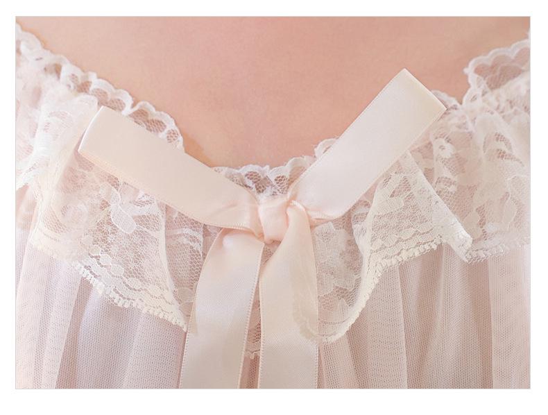 Elegant French Lace Modal Princess Nightgown - Women's Long Sleeve Sleepwear for Spring and Autumn