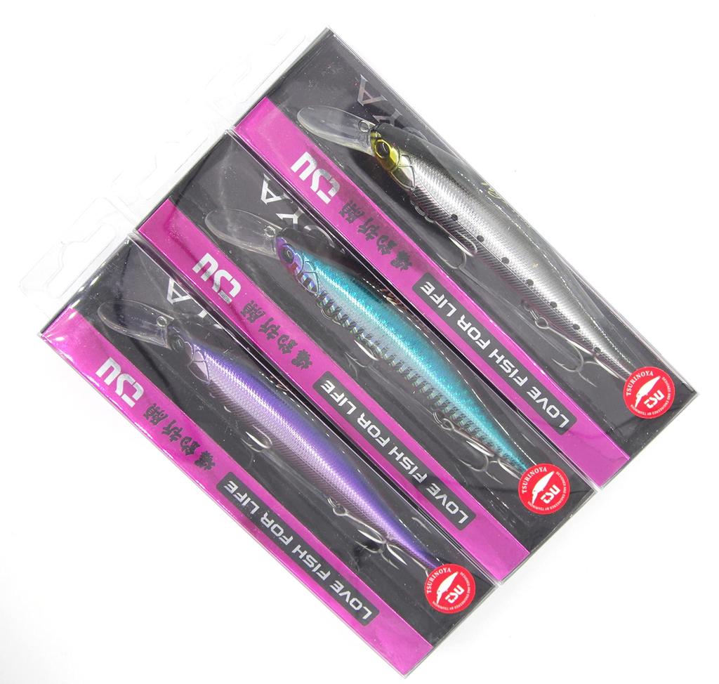 TSURINOYA 115SS Slow Sinking Sea Bass Magnum Plus Lip Length Jerking 80 Series Minnow X Lure, Size, 115mm, 18.5g, Method, (3-Color Set-CDH)