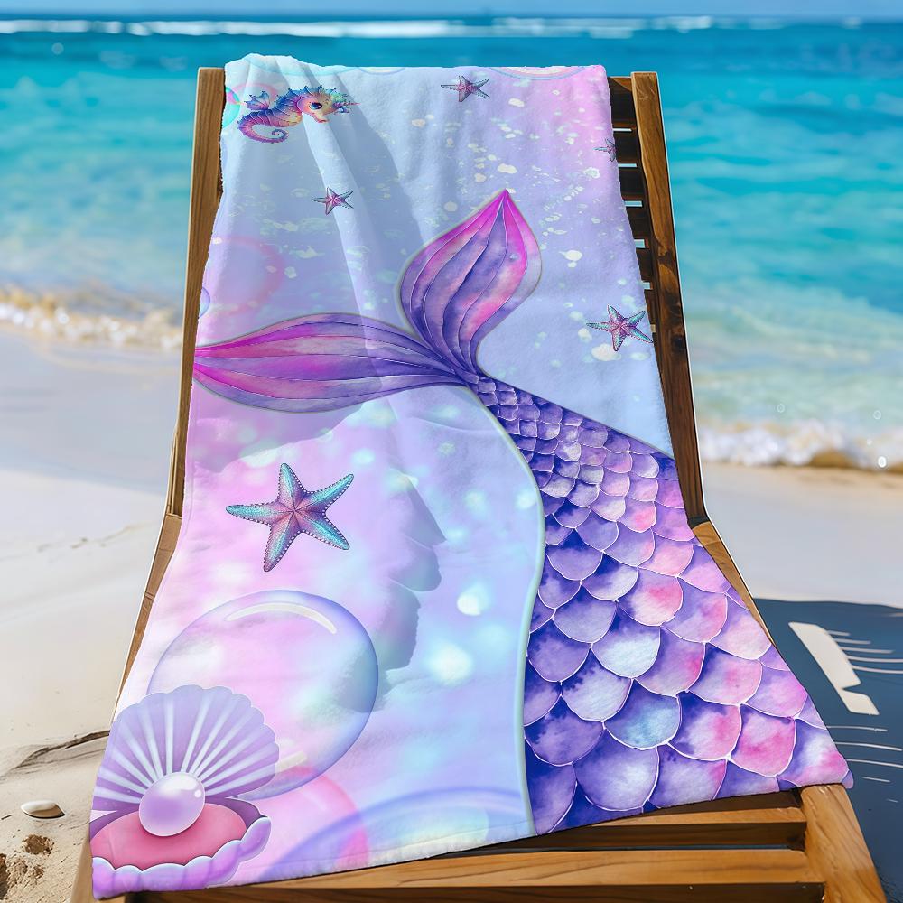 Colourful Mermaid Tail Art Towel Sports Quick Dry Travel Camping Gear Sandproof Soft Light Large Beach Towel
