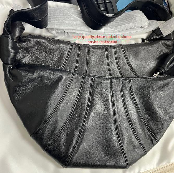 2024 Genuine Sheepskin Croissant Messenger Bag - Neutral Leather Texture
