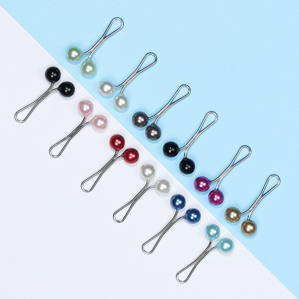 12Pcs Anti Slip Headscarf Muslim Scarfs Brooch Pearl Clip Scarf Pin Hijab Clips