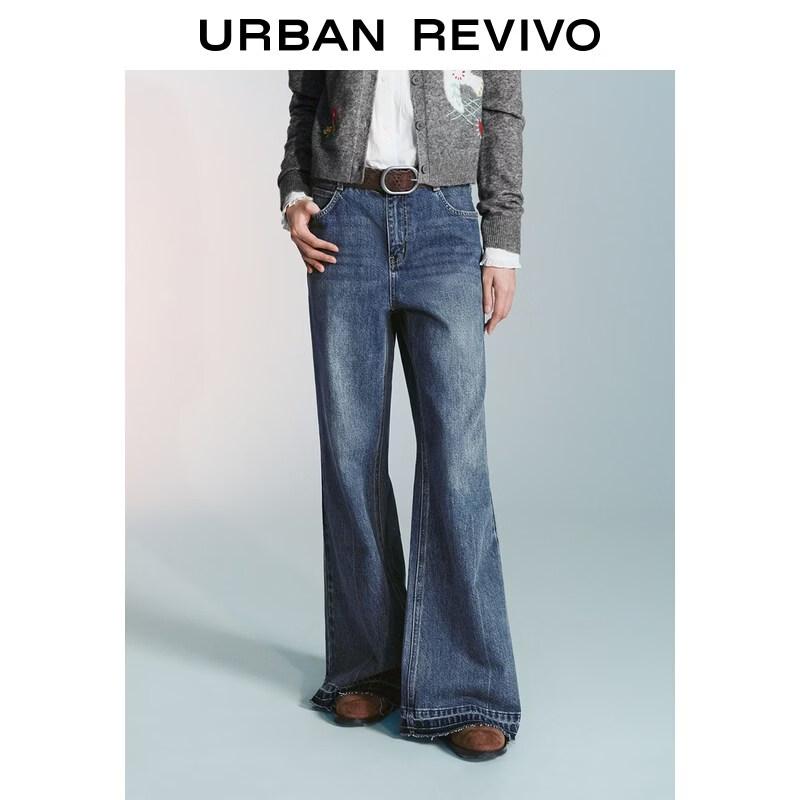 UR Women s Washed Raw Edge Belted Flared Jeans 29