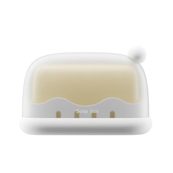 Soap Box with Lid, Leakproof with Drain Tray Travel Soap Holder, Keeps Soap Dry Dustproof Portable Storage Box for Home And белый