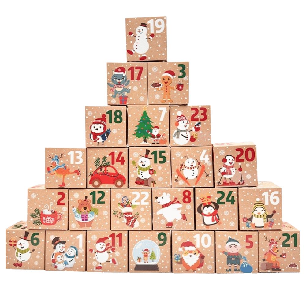 24Pcs Small Gift Candy Box 24 Days Packaging Bags  New Year Celebration