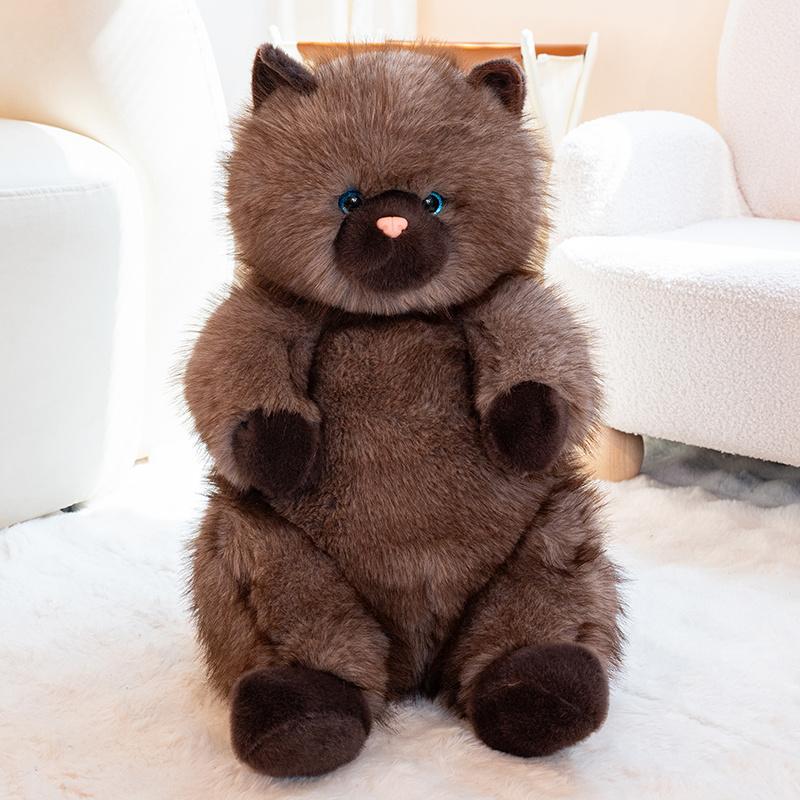 Siamese Cat Plush Toy - Soft Fluffy Stuffed Kitten Doll Realistic Furry Animal Sofa Home Decor Birthday Gift For Women Girls