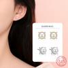 925 Sterling Silver Geometric Zircon Simulation Pearl Earrings for Women Fashionable Simple Temperament Jewels