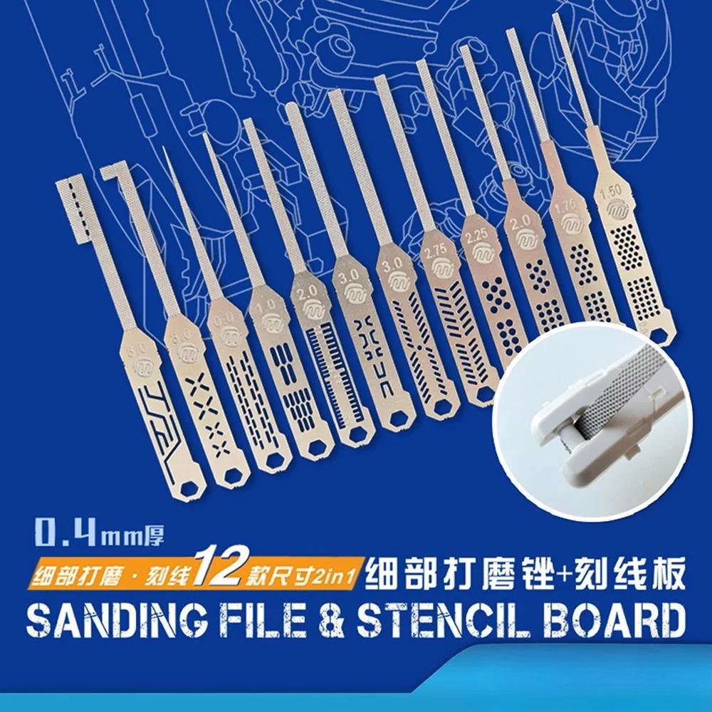 

1 комплект Модельный инструмент для хобби Мелкий напильник для шлифовки деталей + Резьбовая вспомогательная линейка Комбинированный набор 12 размеров Толщина 0,4 мм