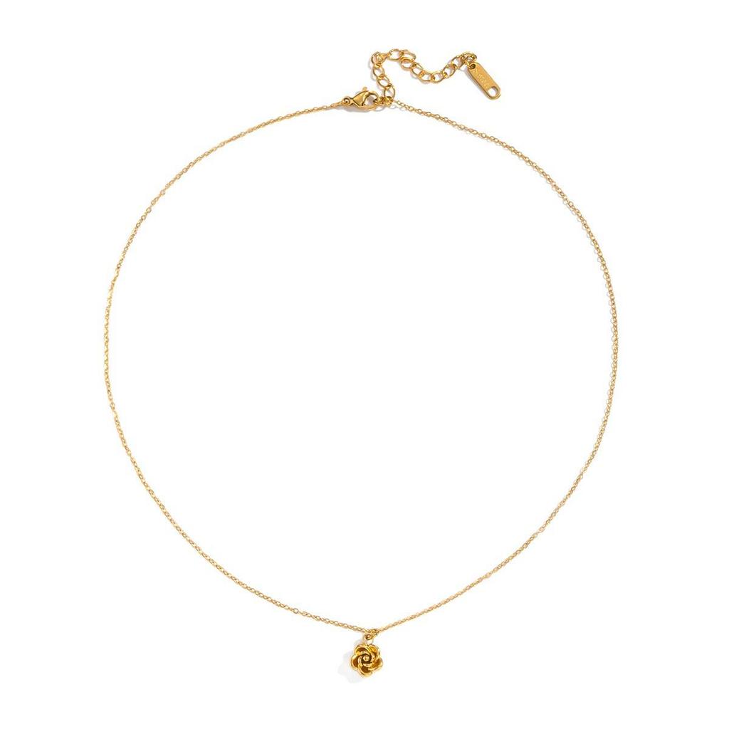 European-American Camellia Pendant Necklace: Versatile, Best-Selling, Waterproof Jewelry