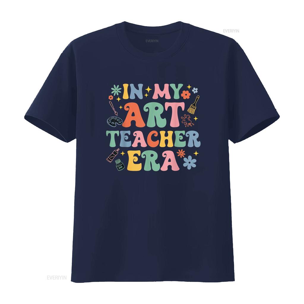 Groovy In My Art Teacher Era Back To School T Shirt Vintage Washed Designer Clothes Comfortable Streetwear Graphic Homme Unisex