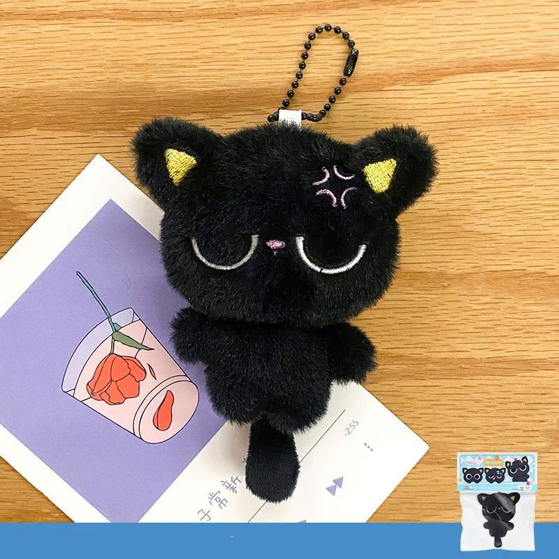 1PC Black Cat Bag Pendant Accessories Doll Pendant Cute Bag Keychain Key Ring Gifts Plush Phone Charms with Stripe Scarf