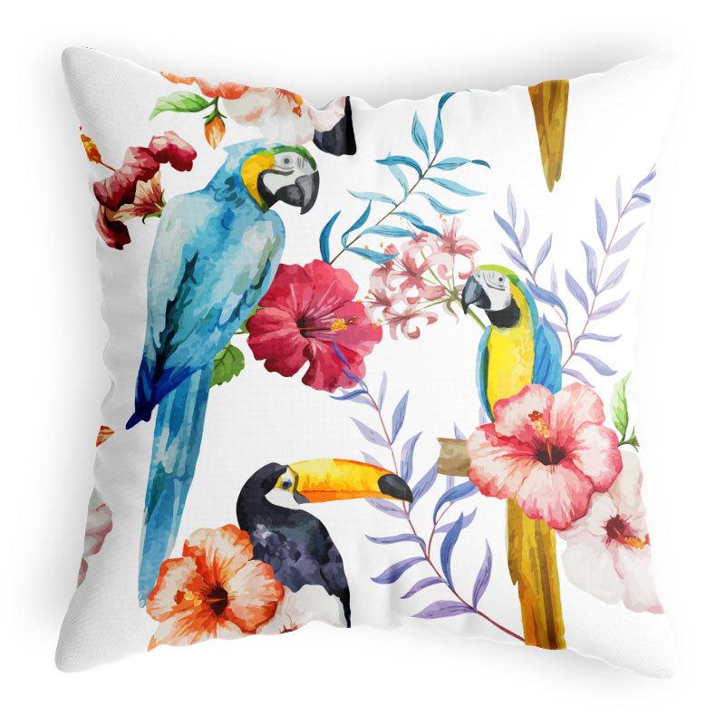 New Chinese Style Pillowcase with Flower and Bird Digital Printing, Thickened Fabric Cushion Cover, Special Bedside Office Car Cushion Cover