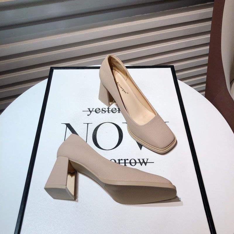 

Vintage Mary Jane shoes women s 2025 new Korean version versatile soft leather square head thick heel high heel single shoes black work shoes 40 абрикосовый