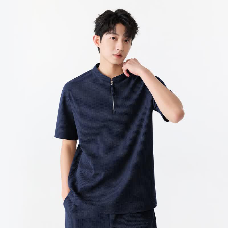 MINISO Men's Half-Zip Quick-Dry Polo T-Shirt