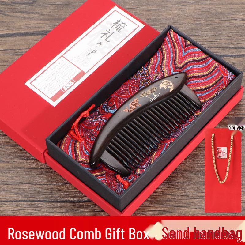 

Роскошный гребень из фиолетового сандала и эбенового дерева: 38-секционный инкрустированный дизайн - Идеальный подарок для мамы, жены или пожилых людей