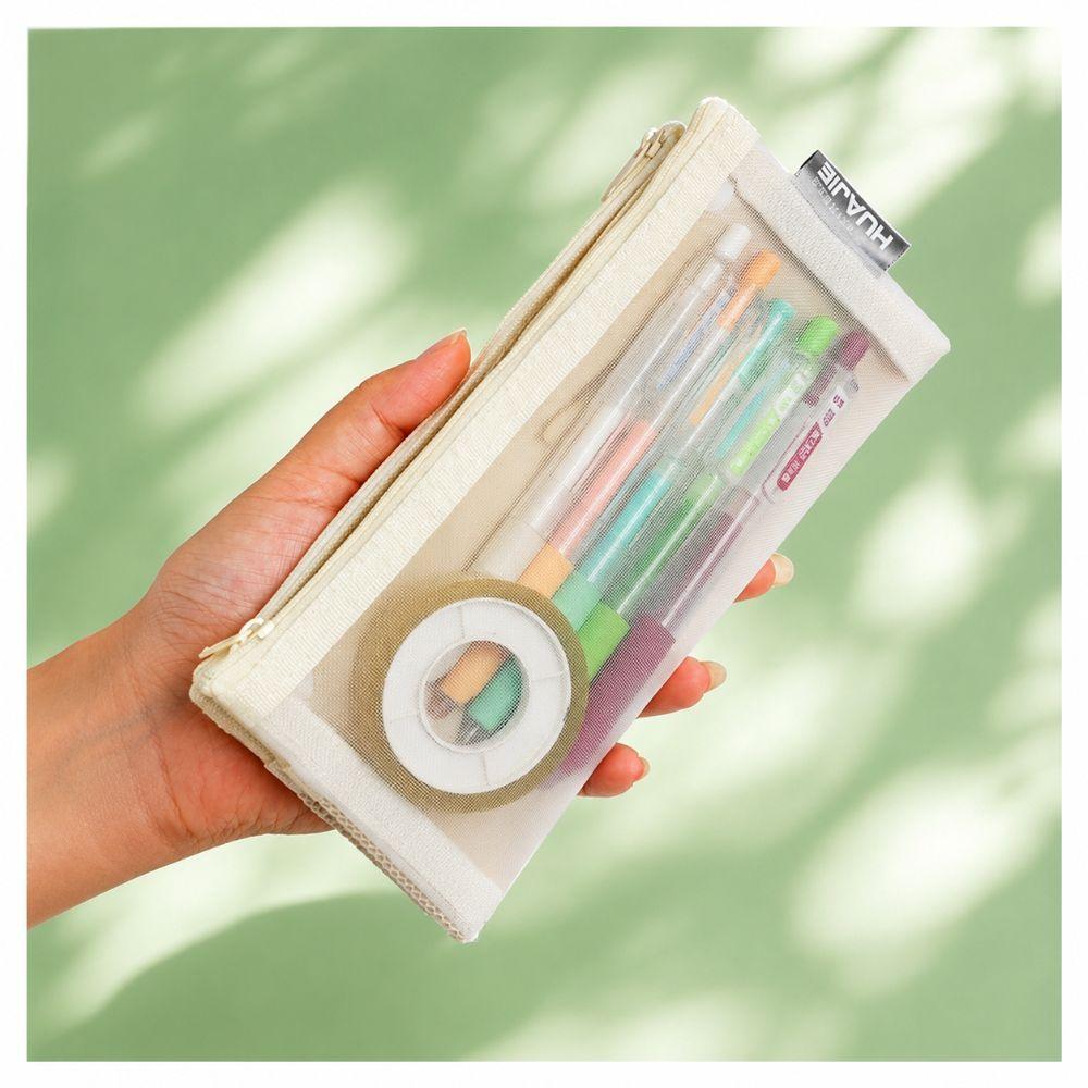 Double Layer Stationery Bag Foldable Pen Bag Durable Makeup Storage Bag  Gift