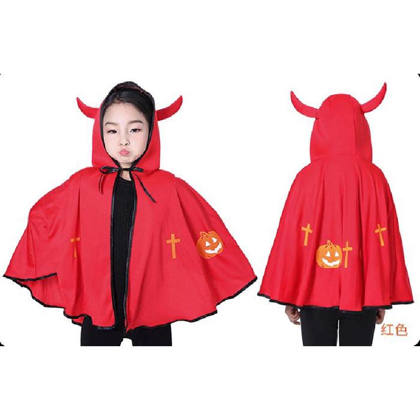 2023 Halloween Cosplay Costumes Funny  Horned Devil Cloak Boys and Girls Witch Pumpkin