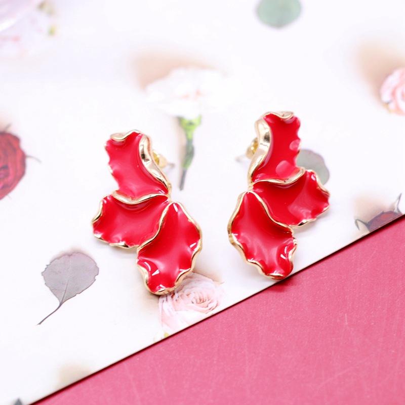 

Эмалевые серьги-пусеты в виде цветка для женщин, красного, зеленого, белого цвета, корейские, деликатные, минималистичные украшения на каждый день красный