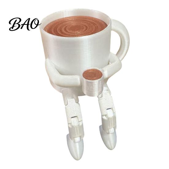 Versatile Room Decoration 3D Printed Articulated Coffee Cup Figure, Movable Joint Desk Statue, Cute Study Decor Bean Ornament, Creative Office