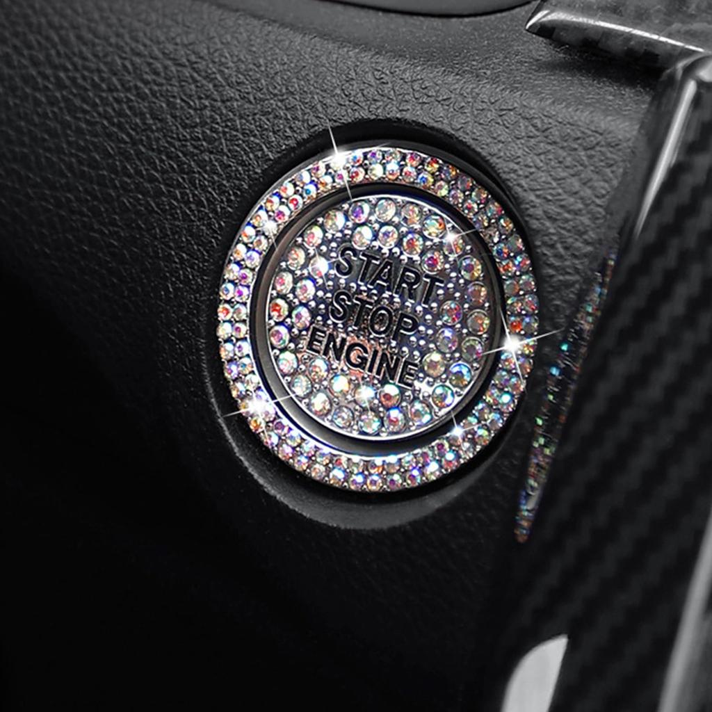 Engine Start Button Cover | Rhinestone Decorative Ring Decal -
