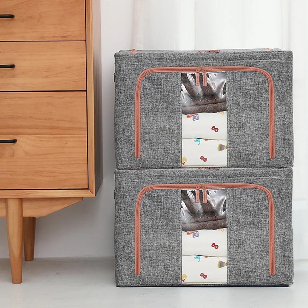 1PC Foldable Clothes Storage Box Capacity Storage Box Linen Quilt Blanket Closet Clothing Organizer for Duvets Clothes