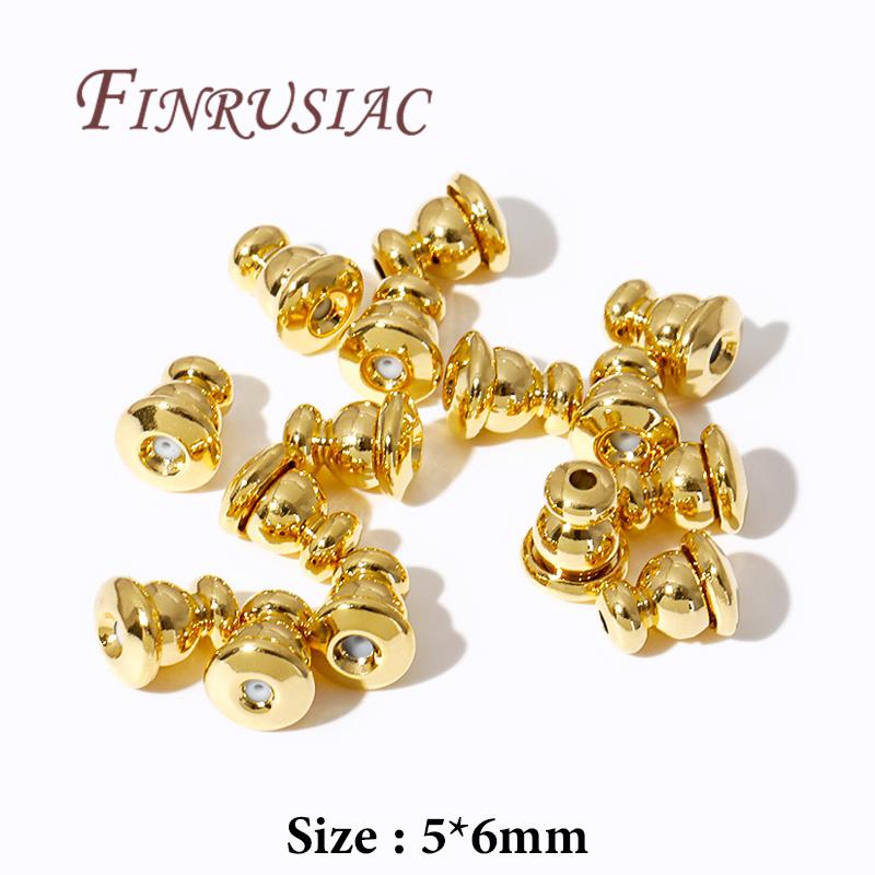 

18K/14K Gold Plated Metal Earring Back Plug Cap For DIY Blocked Earrings Backs Stoppers Ear Accessories,Earring Back For Studs 10 pcs