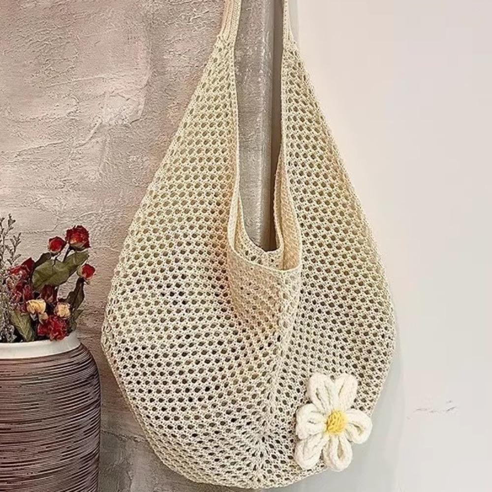 New large-capacity woven hollow armpit tote bag women's commuter shoulder seaside vacation beach bag