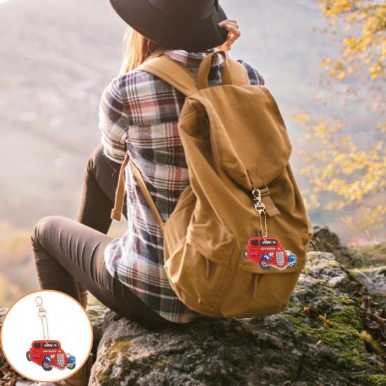 

Автомобильный брелок с бриллиантами, яркий цвет, снятие стресса, улучшение навыков рук с подвесным крючком, художественный брелок своими руками со стразами