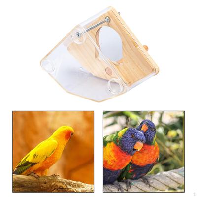 Bird Breeding Box Nesting Side Open Hideout Acrylic Parrot Nest Bed Wood Birdhouse Cage