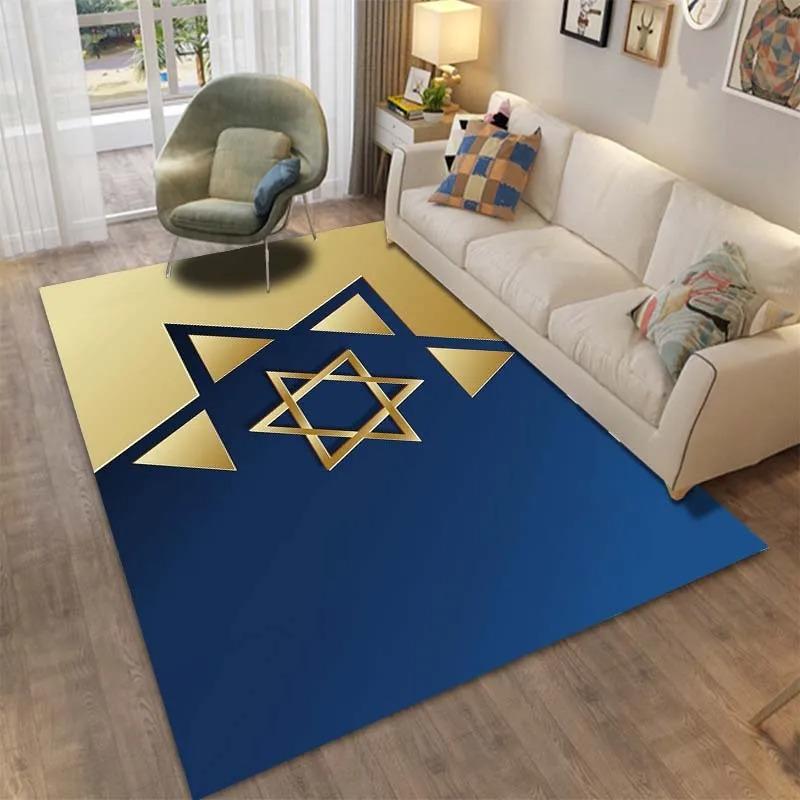 Sechszackiger Stern Davidstern Muster Teppich für Schlafzimmer Teppich Schlafzimmer Heimdeko Wohnzimmer Teppich Matte Geschenk Teppich Heimteppiche für Bett