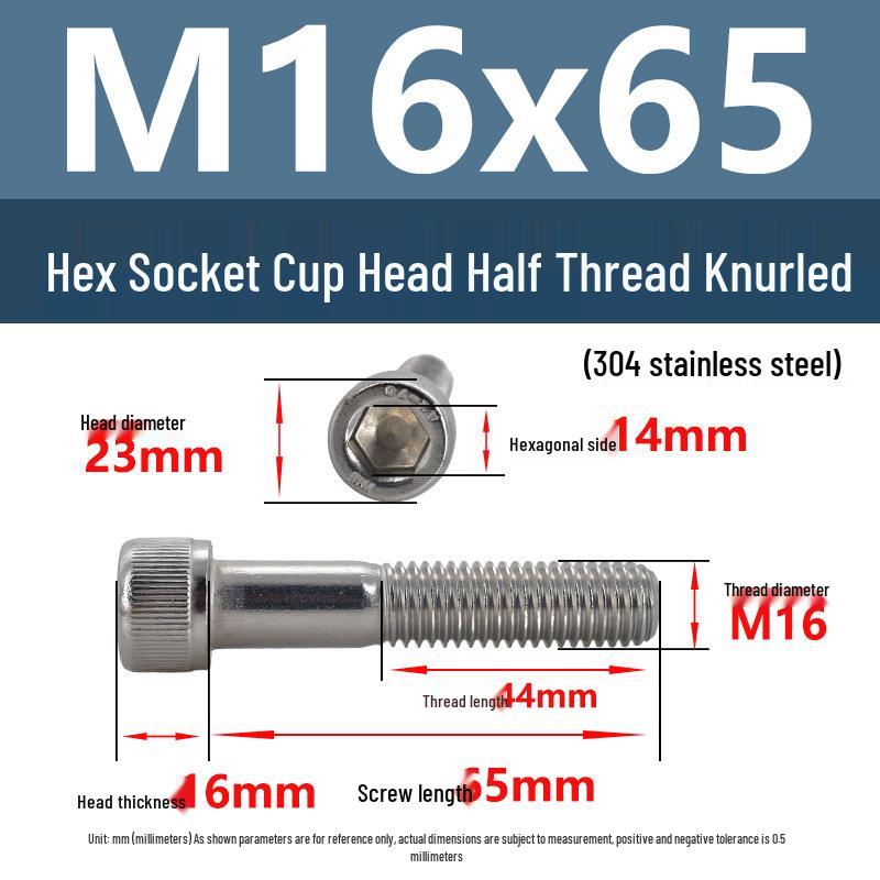 304 Stainless Steel Hex Socket Screws M4-M20, Cylindrical Head, Partial Thread Bolts