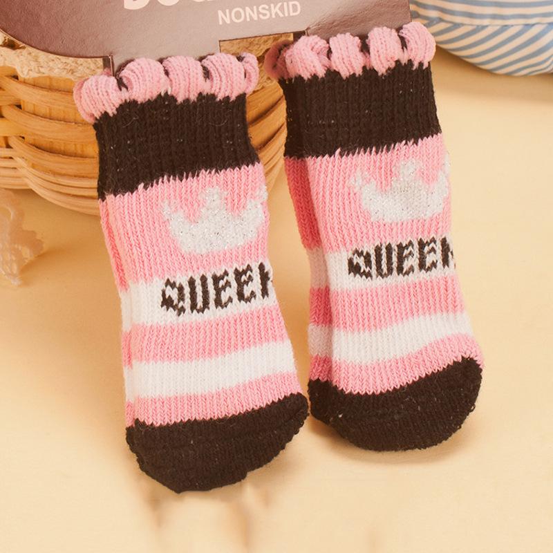 Four Seasons High-Quality Non-Slip Pet Socks for Small Dogs - Cotton Foot Covers for Teddy Dogs