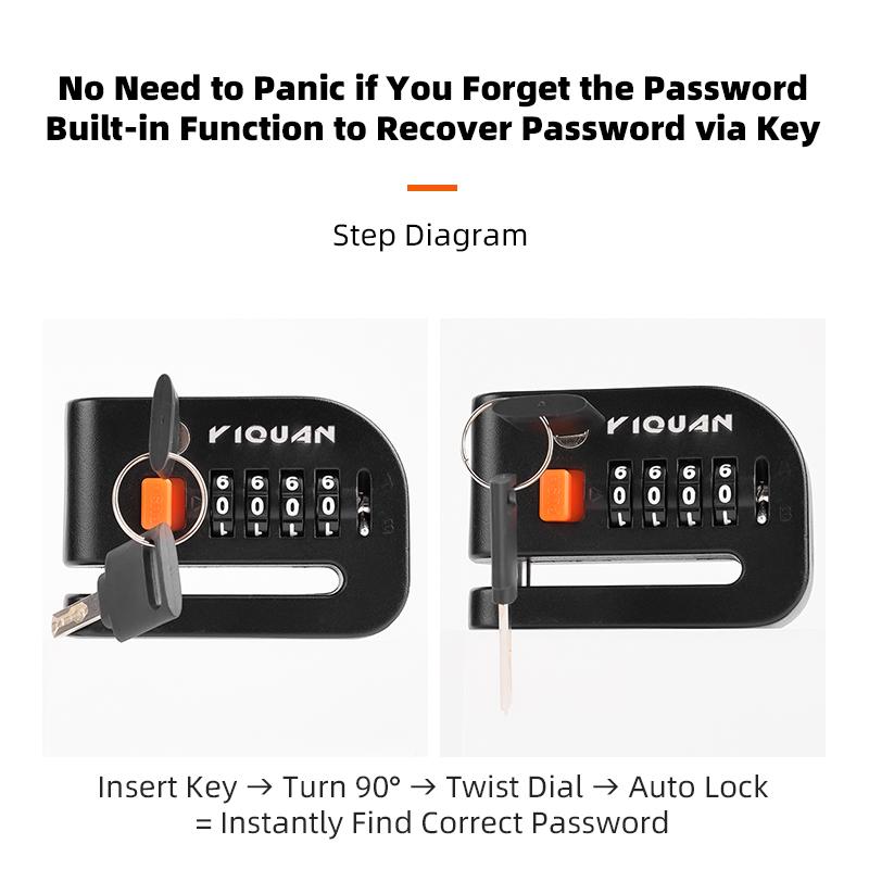 Motorcycle Password Disc Lock Bike High Security Anti-Theft Padlock Heavy Duty Waterproof Alloy Brake Rotor Lock